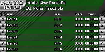 224 x 448 Designer Template: 6-Lane Swimming Transparent Lane Lines - Forest Green