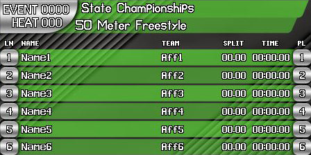 224 x 448 Designer Template: 6-Lane Swimming Transparent Lane Lines - Green