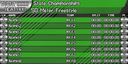 224 x 448 Designer Template: 8-Lane Swimming Transparent Lane Lines - Green